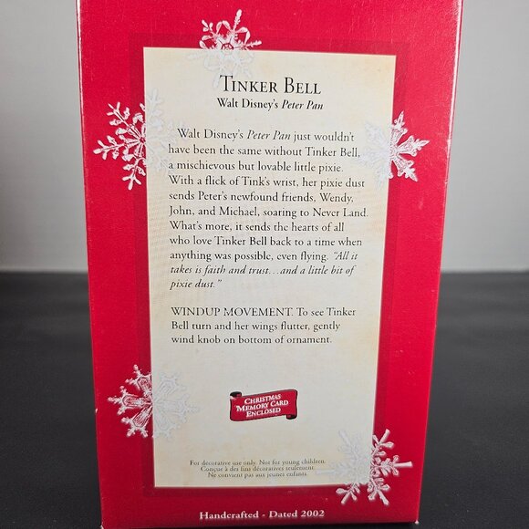 2002 Hallmark Keepsakes Tinker Bell Ornament Wind Up Movement EUC Inbox And Card - Picture 3 of 10